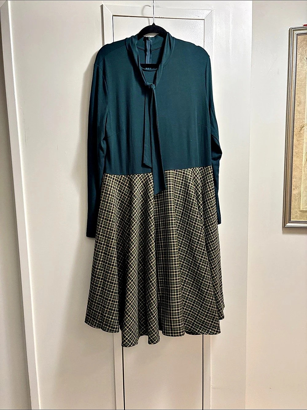 Retro Stage Plaid Midi Dress XL NWT